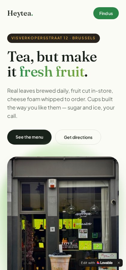 Hey Tea Boba Shop — Version mobile